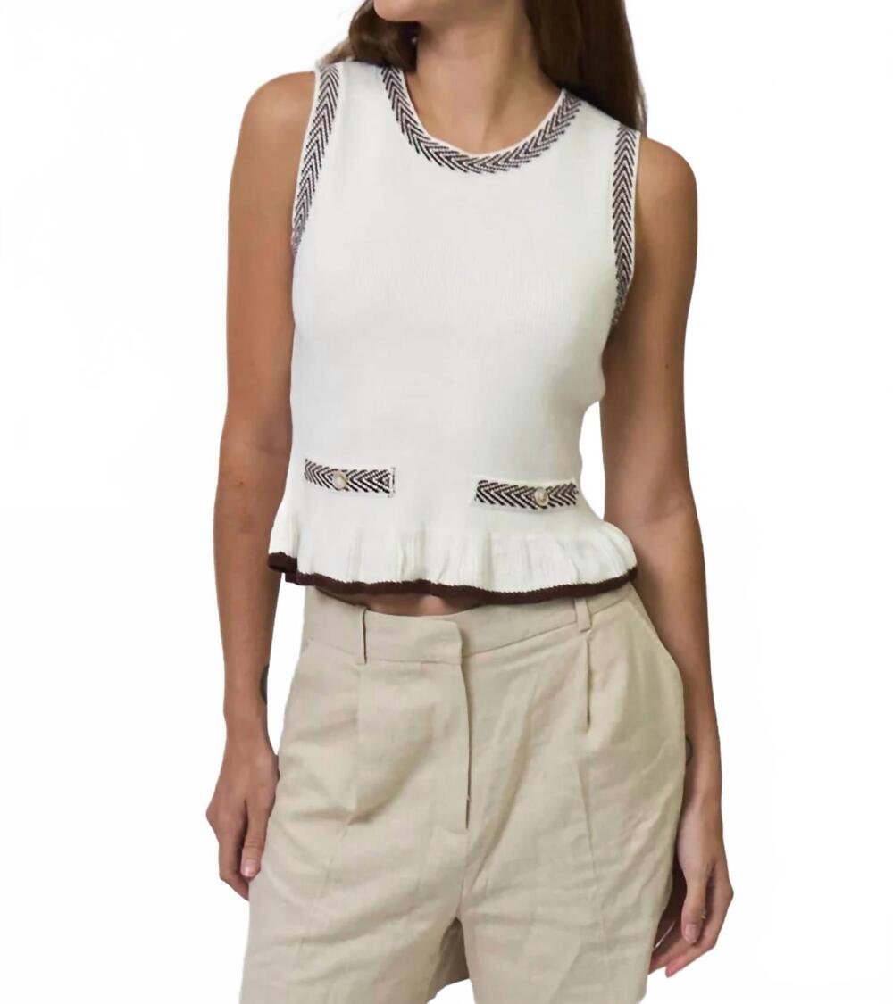 NEW CENTRAL PARK WEST chloe ruffle hem top in ivory